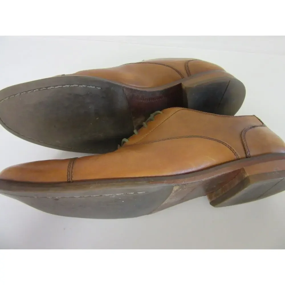 COLE HAAN Williams British Tan Leather 10 1/2M Cap Toe Lace Up Oxford Shoes